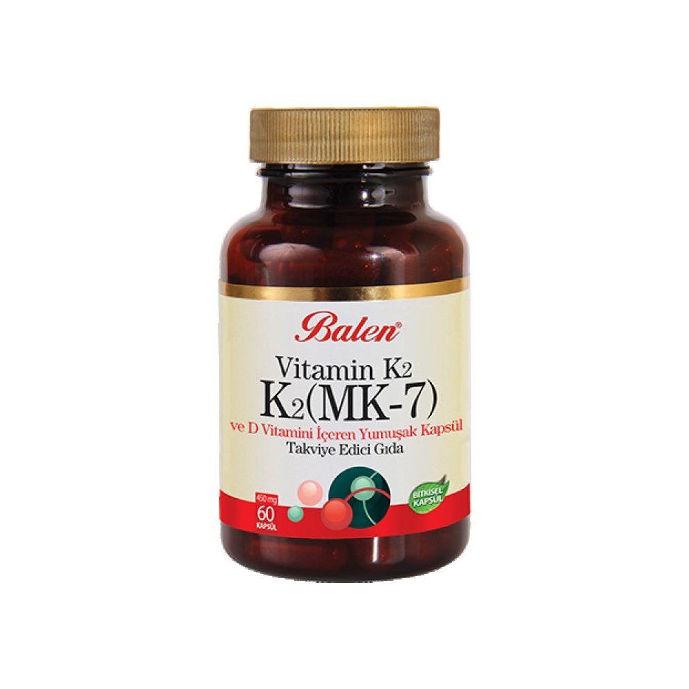 Balen Vitamin K2- K2 (MK-7) ve D Vitamini 450MG*60 Yumuşak Kapsül